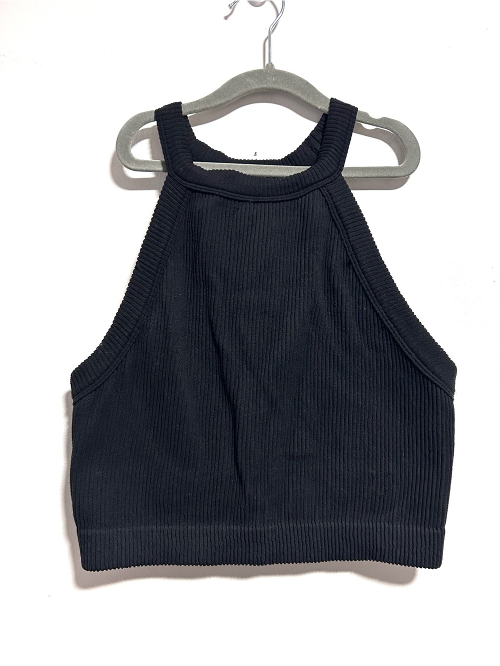 Aerie Black Knit Super Chill Longline Bralette Cropped Tank Women’s XL